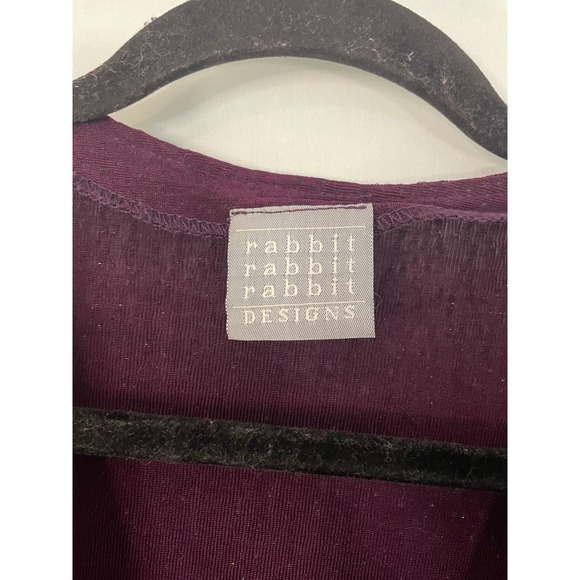 VTG Rabbit Designs Burgundy Sparkle Button Front Cardigan Tunic Petite Size 8 - Picture 6 of 11